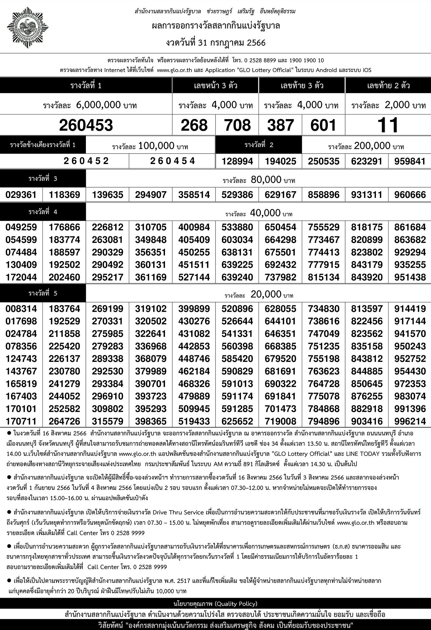 ใบตรวจหวย 31/07/66 พิมพ์ใบตรวจวย ใบตรวจหวย 31 กรกฎาคม 2566