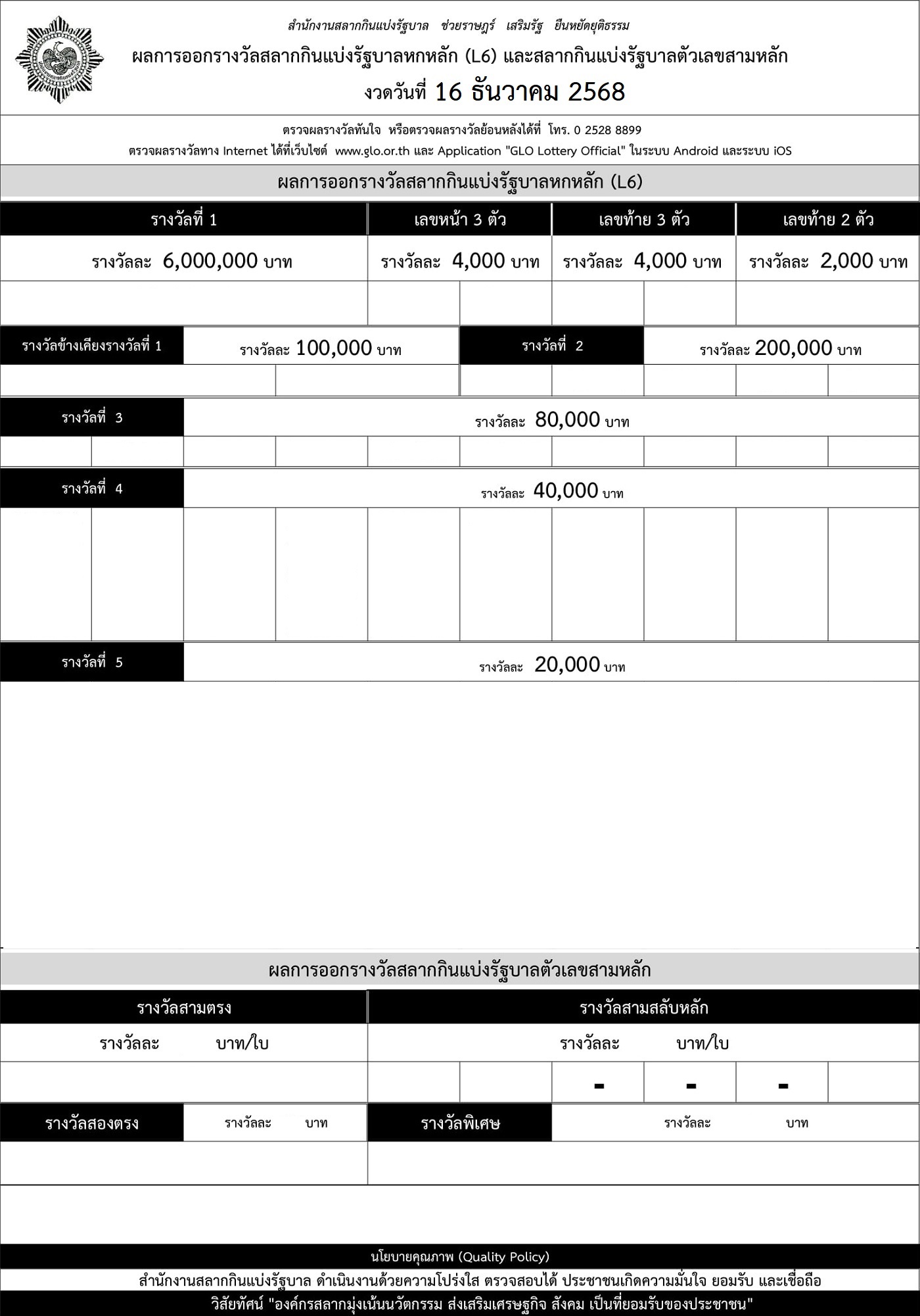 ใบตรวจหวย 16/12/68 พิมพ์ใบตรวจวย ใบตรวจหวย 16 ธันวาคม 2568